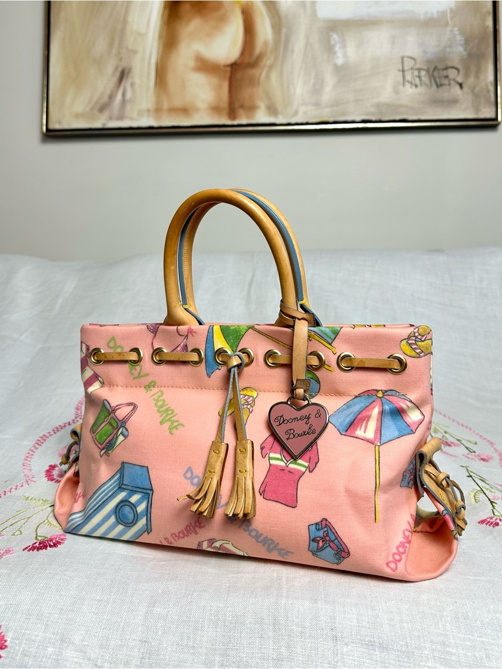 Vintage Dooney & Bourke Beach Collection Made USA Pink Purse